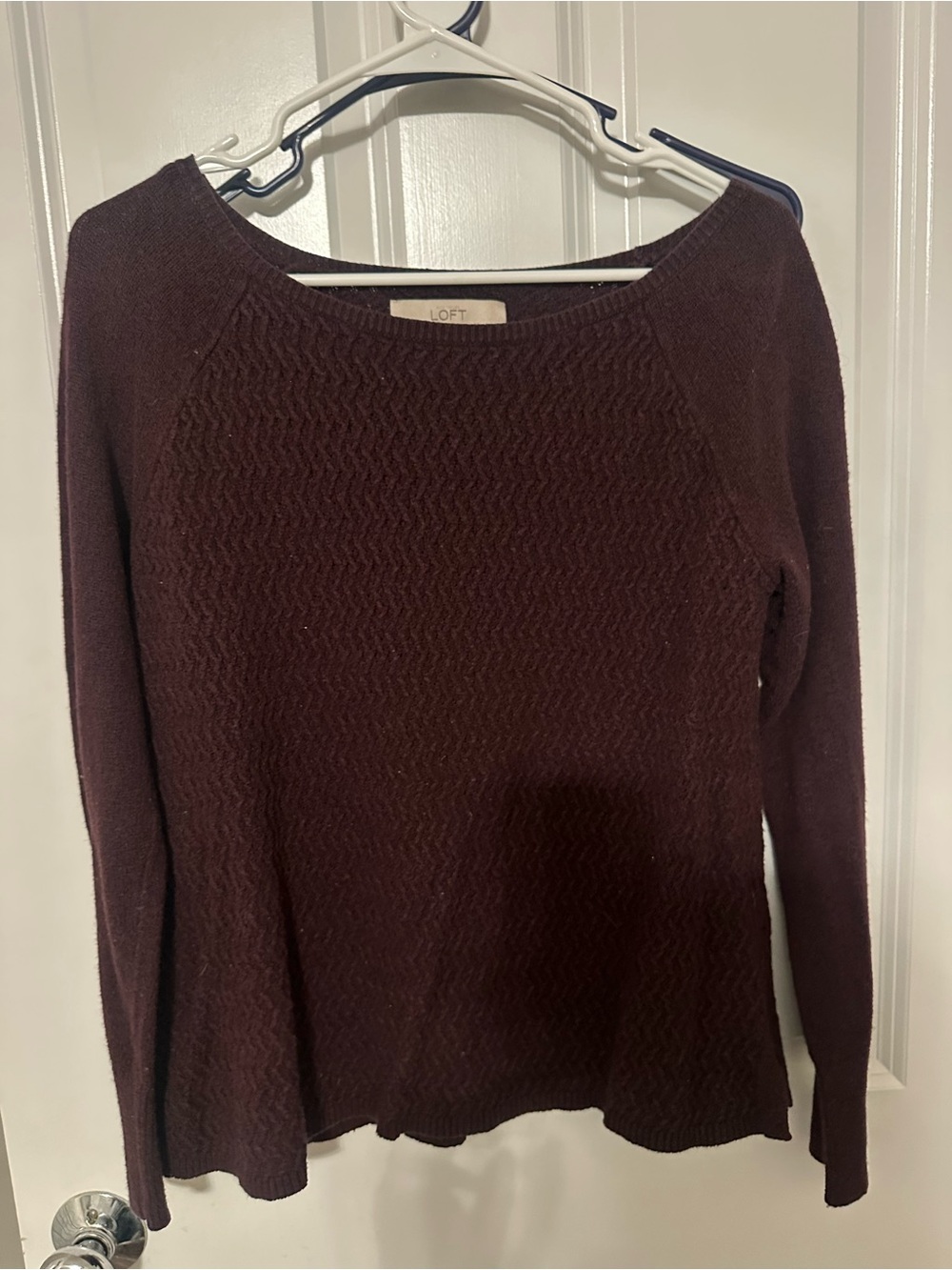 LOFT Womens Purple Textured Knit Sweater